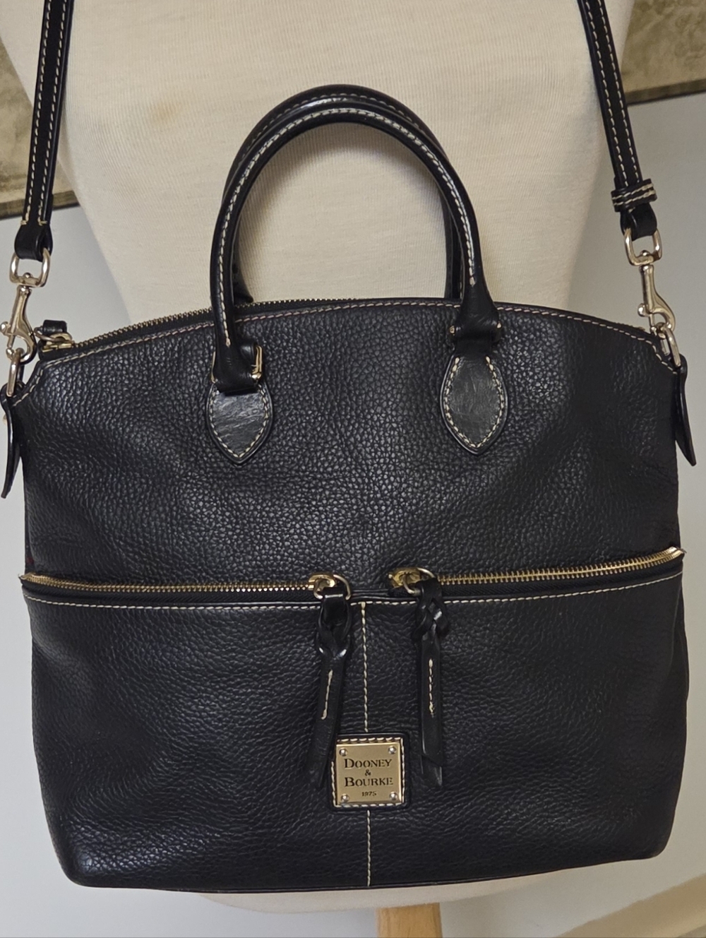 Dooney & Bourke DillienBlack Pebble Leather Satchel - Convertible Shoulder Strap